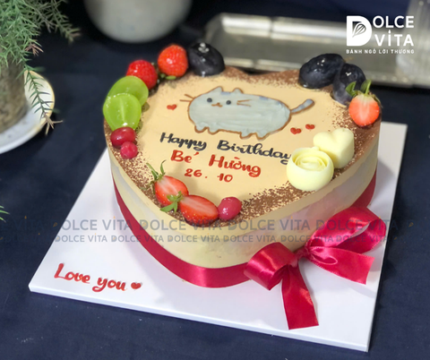 HS008 (30) Tiramisu trái tim vẽ hình mèo Pusheen