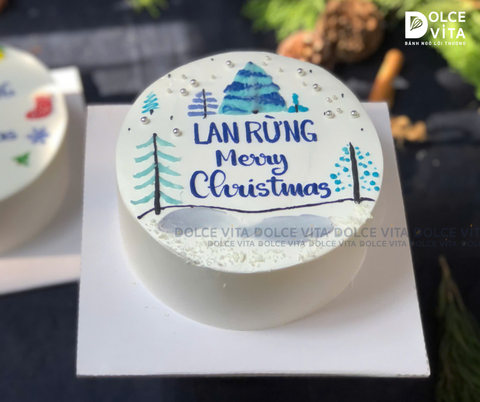 TD003 Bánh vẽ rừng thông ngày đông cho dịp Giáng sinh 2025