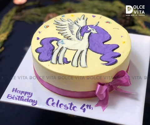 [1602] (90) Bánh kem vẽ vẽ ngựa Pony Unicorn tím - Twilight Sparkle