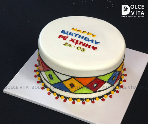 393 (40) Bánh vẽ hình hoạt tiết thổ cẩm