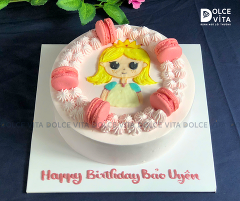 [1123] (150) Bánh kem vẽ công chúa đội vương miện dành tặng bé gái