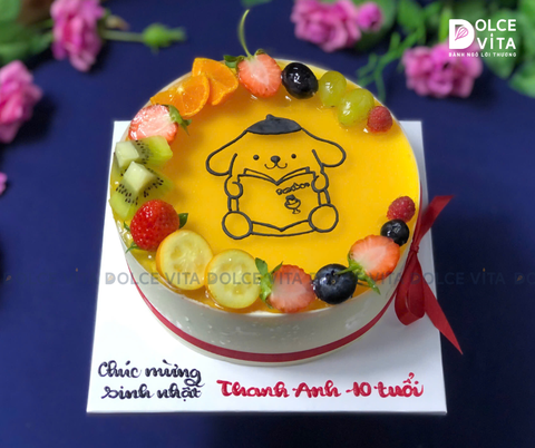 [1145] (30) Bánh mousse chanh dây vẽ hình chú chó