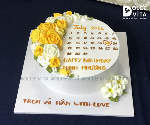 591 (60) Bánh vẽ lịch, trang trí hoa tone vàng