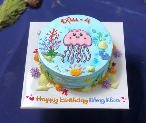 [1019] (M100) Bánh kem chủ đề Đại dương - Sứa biển