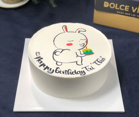 229 (30) Bánh thỏ bảy màu cầm bánh kem