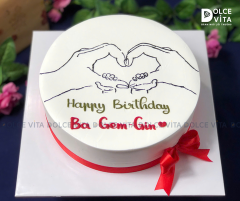 [1645] (80) Bánh kem vẽ hình những bàn tay - gắn kết tình yêu và gia đình