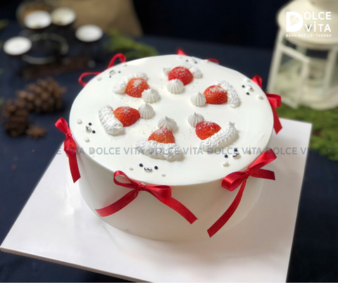 TD016 (30) Bánh giáng sinhtrang trí vẽ các mũ noel ấn tượng