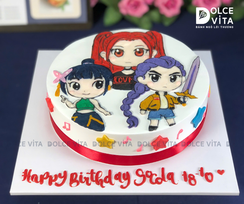 [2051] (120) Bánh kem chủ đề Huntrix cho fan K-Pop chính hiệu