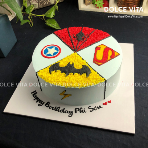 [1211] (90 - M) Bánh kem chủ đề Siêu anh hùng cho sinh nhật bé trai