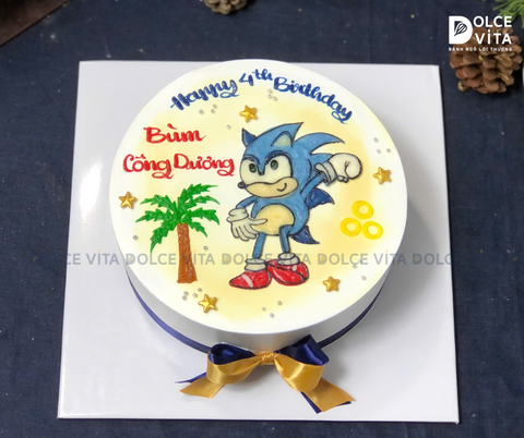 [052] (80) Bánh Kem Vẽ Nhân Vật Hoạt Hình Nhím Tốc Độ – Món Quà Ngọt Ngào Cho Fan Của Sonic