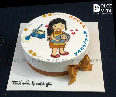 800 (80) Vẽ mẹ bỉm sữa và em bé, làm việc nhà