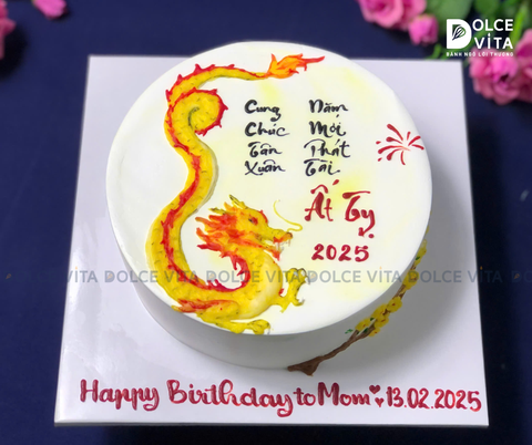 150 (80) Bánh kem vẽ rồng phong thủy chúc mừng năm mới