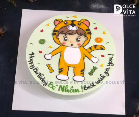 [1928] (70) Bánh kem mặc áo cosplay hình chú hổ - quà tặng bé trai, bé gái tuổi Dần