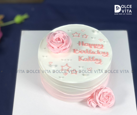 [1729] Bánh kem mini (bento) trang trí hoa đơn giản