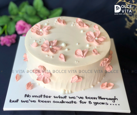 [625] Bánh sinh nhật hoa đào tone hồng pastel – Dịu dàng và ý nghĩa