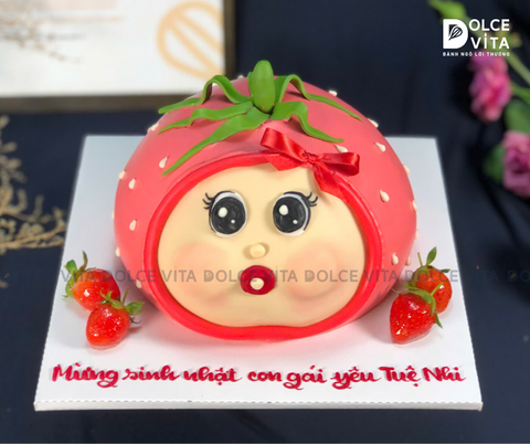 [1570] (200-250) Bánh kem tạo hình bé dâu tây siêu đáng yêu