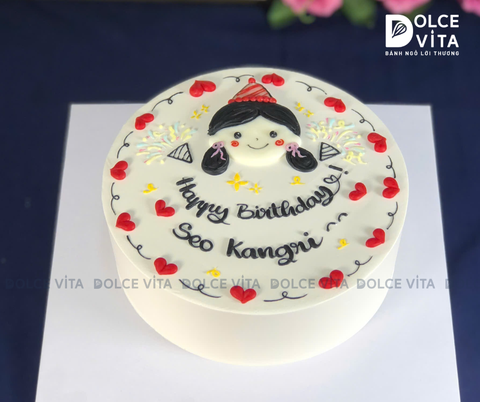 [1644] (20) Bánh kem vẽ hình nét bé gái, cô gái đơn giản