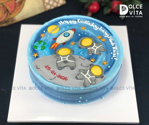 [1154] (90) Bánh kem vẽ hệ mặt trời và phi hành gia