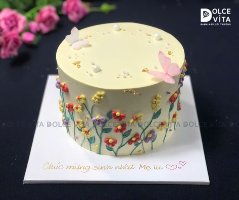 [1045] Bánh Berry Cake vẽ hoa - Bánh kem phong cách đồng quê