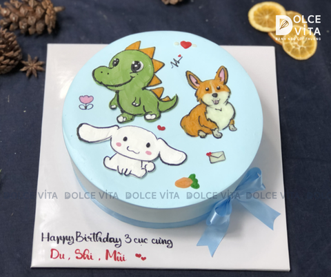 [1890] (90) Bánh vẽ các nhân vật yêu thích của bé cho sinh nhật chung