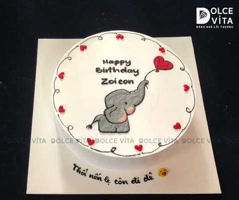 [124] (50) Bánh kem vẽ chú voi đáng yêu