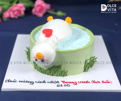 [1592] (90) Bánh tạo hình kem những chú vịt bên bờ ao