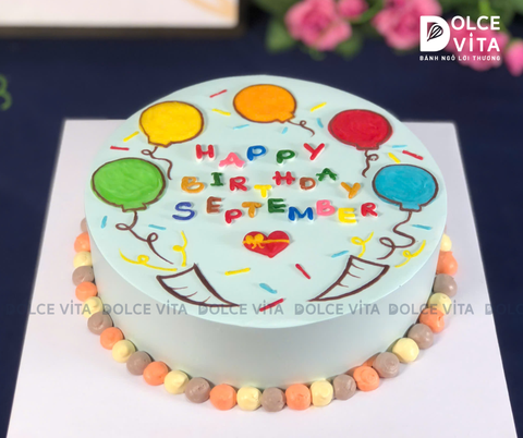 [1936] (30) Bánh Kem Vẽ Bóng Bay – Rực Rỡ & Vui Tươi