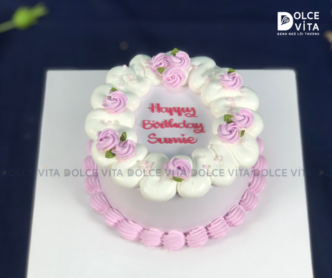 [1732] Bánh kem mini (bento) trang trí hoa hồng