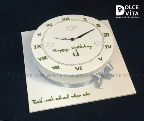 [803] (70) Bánh kem hình đồng hồ trắng – Tối giản nhưng sang trọng