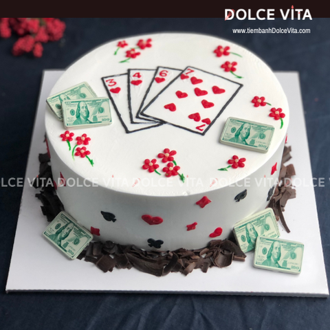 [1751] (40) Bánh chủ đề Baccarat - Bài - Casino