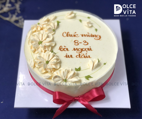 [1176] (20-30-50-60) Mousse bắp ngọt – Bánh 8/3 trang trí việt quất và hoa kem