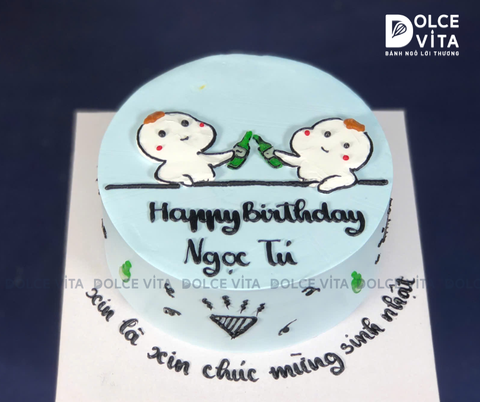 [1893] (40) Bánh kem hài hước chủ đề cụng ly - ăn nhậu