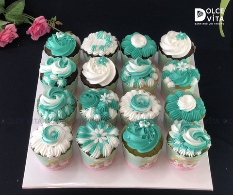 [1445] Set cupcake tone xanh ngọc