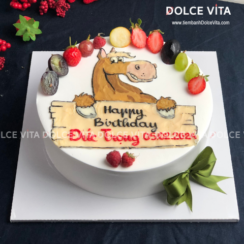 [1634] (80) Vẽ ngựa cầm bảng chúc mừng sinh nhật