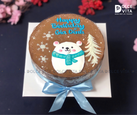 1049 (30) Chocolate mousse vẽ gấu mùa đông