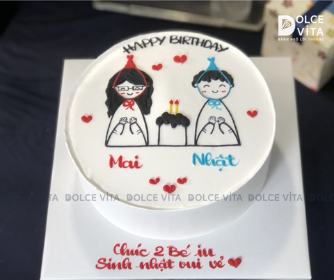 [1889] (50) Bánh vẽ nhân vật chính cho sinh nhật chung