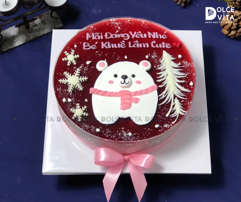 [1847] (30) Mulberry Yogurt (Mousse dâu tằm sữa chua) trang trí vẽ chú Gấu hồng đáng yêu cho bé