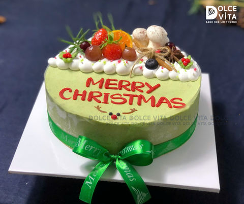 N602 Christmas cake - Bánh Noel/giáng sinh Matcha Yogurt Mousse