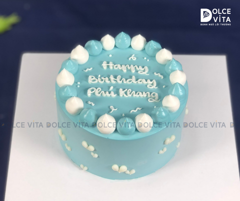 [1745] Bánh kem mini (bento) trang trí đơn giản tone xanh biển
