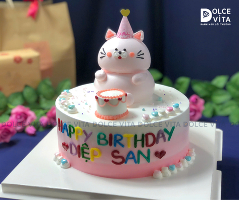 [1140] Bánh kem tạo hình chú mèo cho bé gái (150)