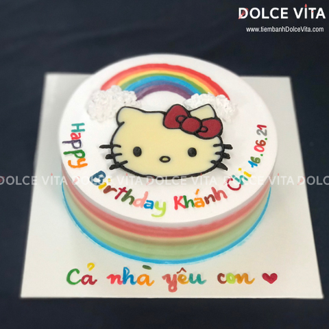 [1558] (80) Bánh kem vẽ Mèo Kitty cho bé gái