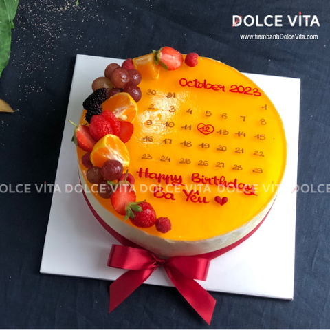 002 Bánh mousse chanh dây vẽ lịch - ghi dấu ấn ngày sinh đặc biệt