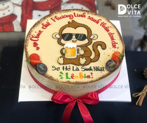 144 (60) Tiramisu vẽ hình chú khỉ