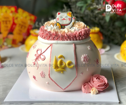 1063 Bánh Túi tiền Khai trương Thần tài - mèo Nhật Bản Maneki Neko