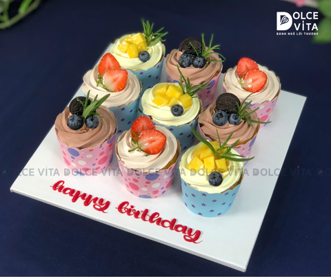 [1787] Set cupcake trang trí trái cây đẹp mắt cho mọi bữa tiệc trà, hội nghị...