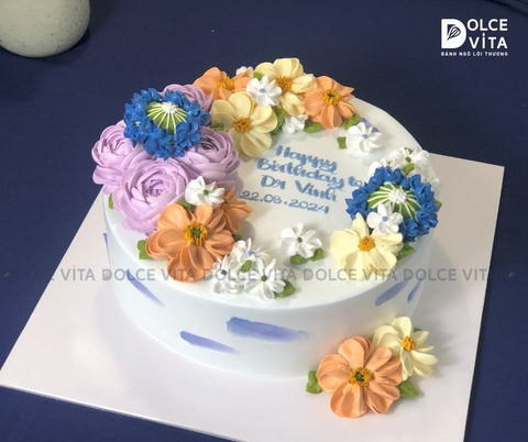 [1331] Bánh kem trang trí hoa rực rỡ - Món quà sinh nhật và nhiều dịp cho phụ nữ