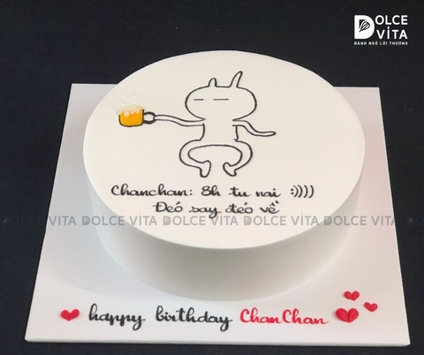 [1750] Bánh kem hài hước chủ đề ăn nhậu, quẩy, cầm bia