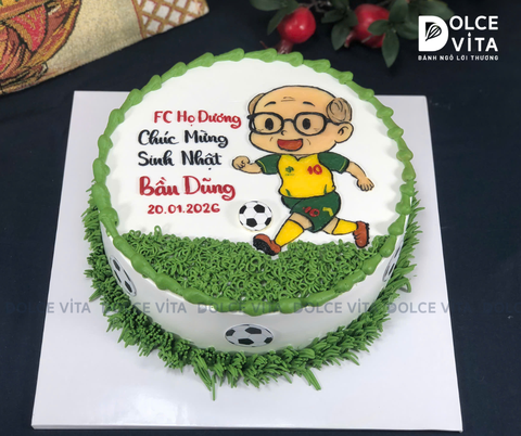[2893] (90) Bánh chủ đề sân cỏ - vẽ chibi cầu thủ