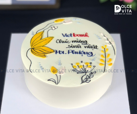 [1765] Bánh kem vẽ hoa nét line - tối giản & ấn tượng