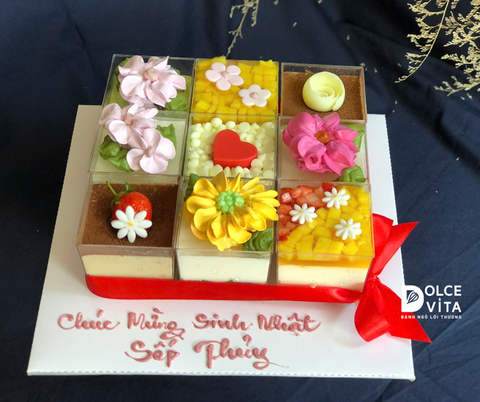 [1240] Set Bánh Mousse Nhiều Vị Sinh Nhật Kem Hoa
